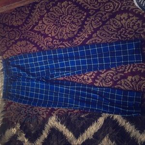 Blue plaid unisex sweat pants long